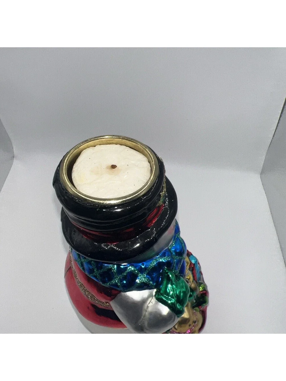 Vintage Snowman Candle Holder Glass Mercury